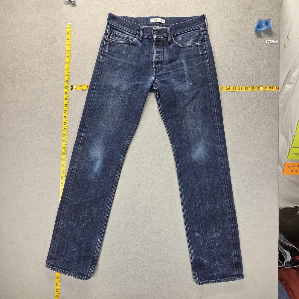 Stone Island Jeans Mens 30x34 Blue Type RE Slim Straight Button‎ Fly